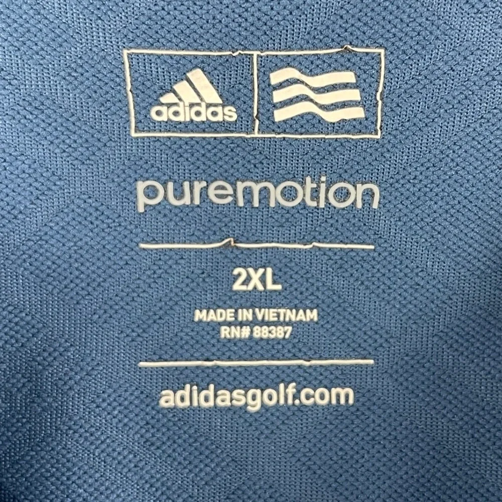 Adidas Men 2XL Blue Polo Shirt Puremotion Textured Golf Performance